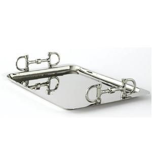 Plateau de service en métal avec logo personnalisable en gros écologique avec finition brillante antique et poignée unique - Product Image 2