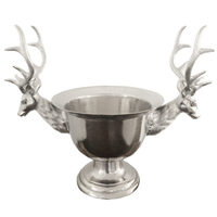 Seau à glace en métal de style européen avec tête de cerf, support en bois de cerf, écologique, taille personnalisable pour hôtel, maison, bar, refroidissement du vin rouge