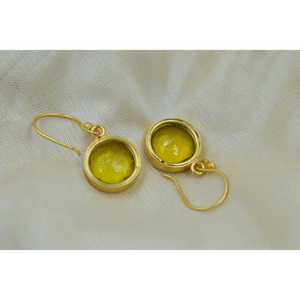 Boucle d'oreille pendante en pierre plaquée or 18 carats boucle d'oreille tendance Fabricant Fournisseur boucle d'oreille pendante en pierre géométrique - Product Image 4