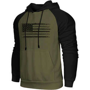 Sweat-shirt à capuche personnalisé pour homme, à manches longues, en coton/polyester, avec motif imprimé français et manches raglan - Product Image 1