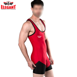 เสื้อมวยปล้ำระบายอากาศสำหรับผู้ชายสีแดงและสีดำ - Product Image 3