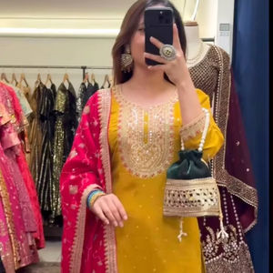 Top de fête de créateur-Pent et Dupatta avec Ravet-Moti Work - Product Image 1