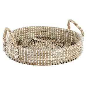 Top Standard produit vente chaude plateau de rangement de service tissé à la main rond plateau de service en osier avec poignées décor à la maison biodégradable - Product Image 3