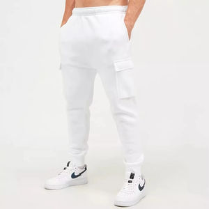 Wholesale Custom Logo <b>Men's</b> Gym <b>Joggers</b> New Design White <b>Cargo</b> Sweatpants Drawstring Closure Mid Waist Casual Featuring Pockets - Product Image 6