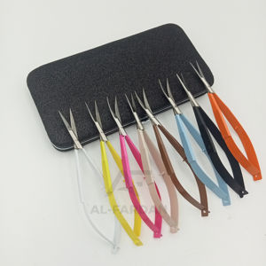 Custom Colors Eyelash Eyebrow <b>Makeup</b> <b>Scissors</b> Spring-Loaded Sharp Straight Curved Blades Sustainable Stainless Steel Laser Logo - Product Image 2