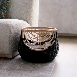 Panier de rangement multifonctionnel moderne en rotin naturel noir, respectueux de l'environnement - Product Image 5