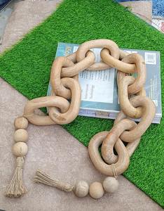 Guirlande décorative en bois, chaîne et perles, sculptée à la main, décoration moderne de style ferme pour table et décoration de la maison - Product Image 6