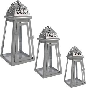 <b>Set</b> of 3 Traditional Style Moroccan Style <b>Lantern</b> Silver <b>Lantern</b> for Home Decoration and Living Room for Christmas Decoration - Product Image 3