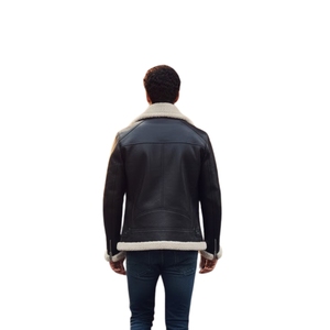 Chaqueta de Cuero Premium para Hombre, Forrada con Borrego, Gruesa y Cálida, con Cuello de Piel, Estilo Motero, Chaqueta de Cuero de Moda para Invierno - Product Image 6