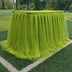 Falda de mesa Llana Cumpleaños Gama De Colores Y Tamaño Bordado Falda de mesa de boda - Product Image 1