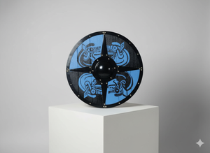 Escudo de Madera de los Vikingos en MDF de 12 mm, Tamaño de 24 Pulgadas, Pintado a Mano con Placas de Hierro y Boosh en Acabado Negro Antiguo - Product Image 3