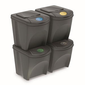 Set di 4 bidoni per la raccolta differenziata KEDEN SORTIBOX, grigio, volume 4x25L - Product Image 1