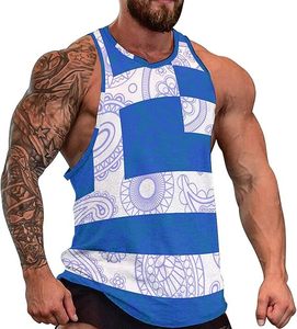 Camiseta sin mangas para hombre Edgeco International, ecológica, antipilling, con diseño de la bandera de Grecia, para entrenamiento, gimnasio y fitness. - Product Image 1