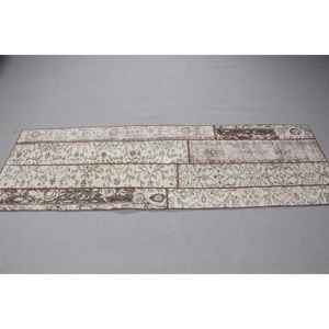 Alfombra Turca Vintage de 2,2x6,8 pies, Alfombra Marrón Abstracta de Lana - Product Image 3