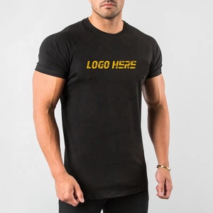 Custom Men's Fitness Gym T-Shirts Casual Compression Jersey O-Neck Collar Pattern <b>Design</b> Heavy-Weight 200 Grams Polyester/Cotton - Product Image 1