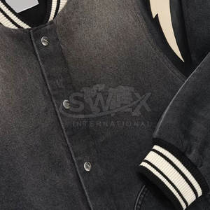 Veste d'hiver en jean de style universitaire en gros, service OEM, nouveau design, personnalisez votre propre veste d'hiver en jean de style universitaire - Product Image 3