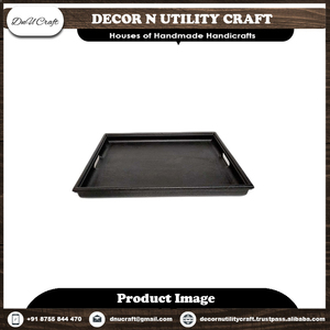 Plateau de service en bois à motif floral avec poignée pour usage résidentiel - Product Image 6