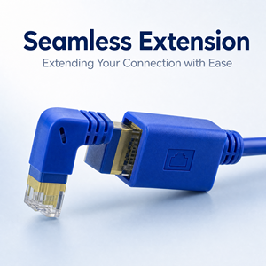 90-Grad-Winkel RJ45 Cat6 Cat6A Ethernet-Verlängerungskabel Stecker auf Buchse Abgeschirmtes STP Blankes Kupfer Netzwerk-Patchkabel - Product Image 4