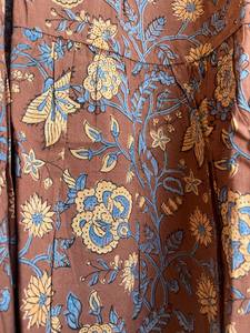 Hand Block Printed Indian Cotton Dress 100% Cotton Long Gown with Floral Embroidery Square Collar <b>Tunics</b> - Product Image 5