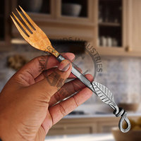 Ensemble de couverts médiévaux viking de haute qualité en acier inoxydable et en cuivre, 5 pièces, ensemble de couverts de camping, ensemble de couverts de table forgés à la main