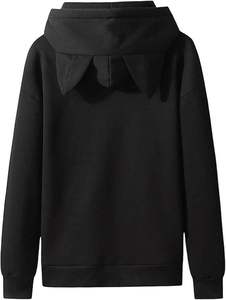 Sudadera con orejas de gato para hombre, sudadera de lana de manga larga, suéteres bonitos de Color sólido, sudaderas suaves y cómodas con bolsillo térmico - Product Image 5