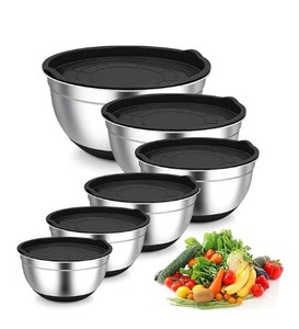 Vente d'usine, prix bas, saladier en acier inoxydable avec couvercle en plastique, saladier avec couvercle, saladier à mélanger - Product Image 1