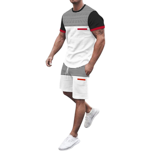 Conjunto de camiseta y pantalones cortos personalizados, transpirables, cómodos, 100% algodón, teñido liso, conjuntos de camiseta y pantalones cortos de 2 piezas para hombre - Product Image 6