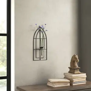 Florero de Tubo de Vidrio y Metal Moderno, Nuevo y Popular en Amazon, Elegante para Decoración de Mesa, Florero de Tubo de Vidrio y Metal - Product Image 2