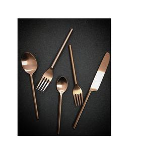 Juego de 4 cubiertos de último diseño, juego de cubiertos de latón con acabado dorado, cucharas de postre únicas y reales, tenedor - Product Image 3