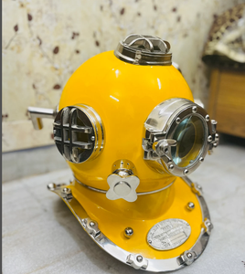 Casque de plongée en aluminium de couleur jaune super qualité Casque de plongée sous-marine antique - Product Image 1