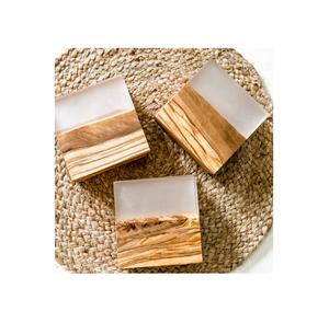 Dessous de verre en bois de résine de conception minimaliste personnalisable Dessous de verre écologique avec support en vrac de logo à vendre - Product Image 1