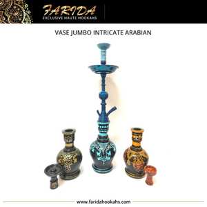 Farida Hookahs Farida Boho lujo egipcio Jumbo intrincado árabe Hookah florero pintado a mano vidrio esmerilado Shisha fumar - Product Image 6