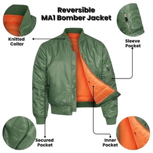 2025 modèle de haute qualité nouveau niveau Premium 100% Nylon Vintage Logo OEM Bomber Flight MA1 veste - Product Image 2