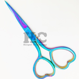 Coeur Poignée Multi Plasma Couleur En Acier Inoxydable Durable Point Droit Sharp Beauté Prix De Gros Cils Sourcils Ciseaux - Product Image 6