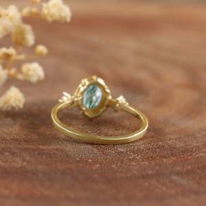 Bague en agate de mousse ovale remplie d'or 2025 pour femmes bague minimaliste en argent sterling bague de mariage - Product Image 3