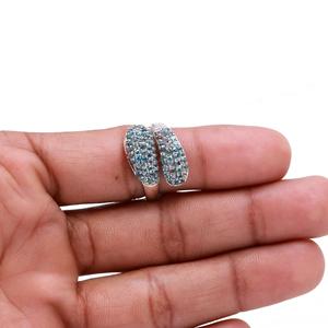 925 <b>Sterling</b> <b>Silver</b> Vintage Style <b>Ring</b> Blue Topaz Round Faceted Cut Fine Jewelry <b>Set</b> for Weddings and Anniversaries - Product Image 3