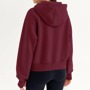 Customizable <b>Women's</b> Wear Zipper <b>Hoodies</b> Cotton Fleece Oversized <b>Long</b> Sleeve Contrast Zip Solid Color <b>Women</b> <b>Hoodies</b> Street Style - Product Image 2
