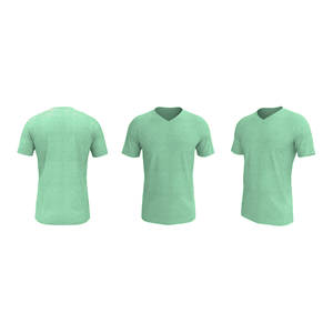 เสื้อยืดผ้าฝ้ายคอวีคอวีเข้ารูปสำหรับผู้ชายเสื้อลำลองแฟชั่นสีพื้นใหม่ขายส่ง100% - Product Image 2