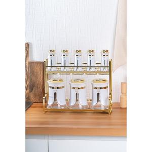 Acar 5645 Darla Set di spezie in vetro 8 pezzi con supporto bianco - Product Image 1