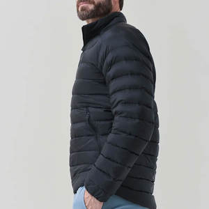 Chaqueta acolchada ligera de Color único de excelente calidad para hombre con diseño de retazos con cuello levantado impermeable y transpirable - Product Image 4
