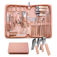 Nouvel ensemble de manucure et pédicure de luxe en acier inoxydable, 12-18 pièces, 7 en 1, coupe-ongles durable, emballage portable, prix de gros