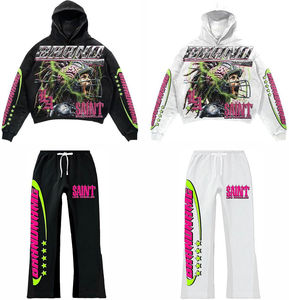 Venta al por mayor de chándal DTG de algodón con logotipo personalizado para hombre, Sudadera con capucha y pantalones de chándal acampanados, conjunto de chándal para hombre - Product Image 1