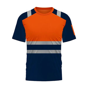 Venta al por mayor de camisetas de trabajadores de la construcción de alta visibilidad con rayas reflectantes logotipo personalizado característica de seguridad para pedidos al por mayor - Product Image 2