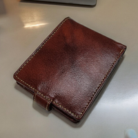 Portefeuille homme en cuir véritable à double pli avec fermoir, blocage RFID, en cuir pleine fleur, fin et long, porte-cartes sécurisé grande capacité