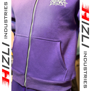 100%Custom Winter Heavyweight Fleece Sweatsuit <b>Embroidery</b> <b>Set</b> with Sunfade Wash Loose Streetwear Fit Zip up Hoodie - Product Image 5
