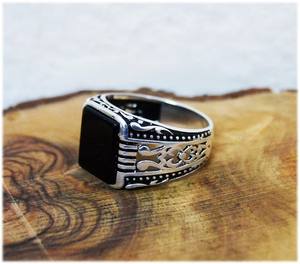 Handmade 925 Sterling Silver Onyx <b>Ring</b> Unique Ottoman Style <b>Men</b> Jewelry New Arrival Artisan Craftsmanship Gift for Him Parties - Product Image 4