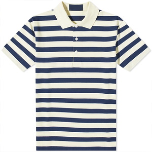 เสื้อโปโลผ้าฝ้ายลายทางสีขาวสำหรับผู้ชายเสื้อโปโลพิมพ์ลายตามน้ำหนัก100% ออกแบบโลโก้ได้ตามต้องการ - Product Image 1