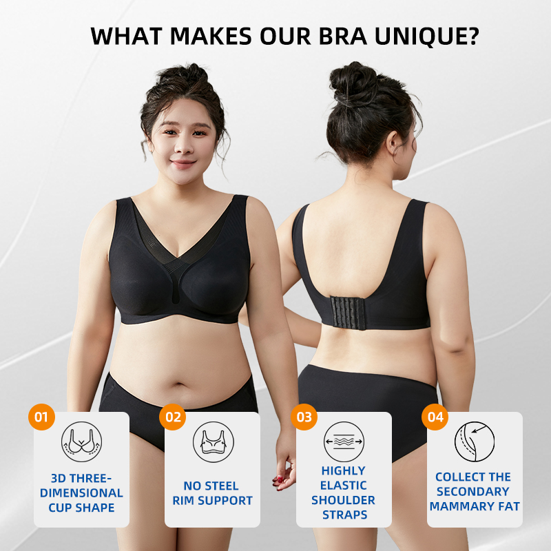 Seamless Plus Size Bras Fixed 3D Cups Non Wire Push up comfort Breathable Full Coverage Sports Fit Solid for Big Breast Ladies