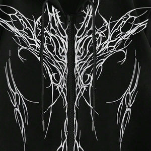 Vintage Streetwear Product Breathable <b>Hoodie</b> In <b>Black</b> Color Bulk Custom Printing <b>Zip</b> Front Drawstring Hooded Sweatshirt For Men - Product Image 5