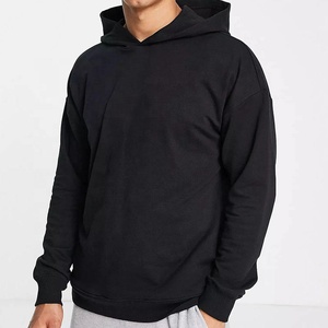 Haute qualité unisexe pull 100% coton français uni noir coupe et coudre hommes à capuche pull blanc Logo personnalisé sweats à capuche broderie - Product Image 1